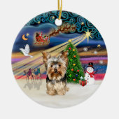 Xmas Magic - Yorkshire Terrier 17 Keramisch Ornament (Voorkant)