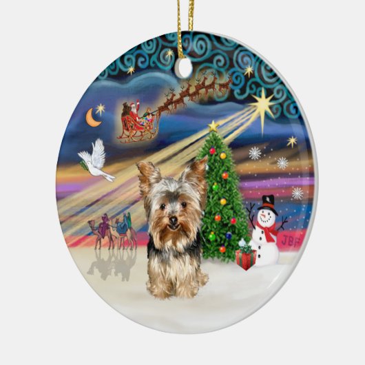 Xmas Magic - Yorkshire Terrier 17 Keramisch Ornament (Links)