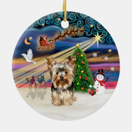 Xmas Magic - Yorkshire Terrier 17 Keramisch Ornament (Achterkant)