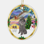 Xmas Magic - Zilveren Speelgoed Poedel Keramisch Ornament (Links)