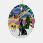 Xmas Magic - Zwart Lab Keramisch Ornament (Rechts)