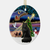 Xmas Magic - Zwarte Perzische kat Keramisch Ornament (Rechts)