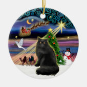 Xmas Magic - Zwarte Perzische kat Keramisch Ornament (Voorkant)