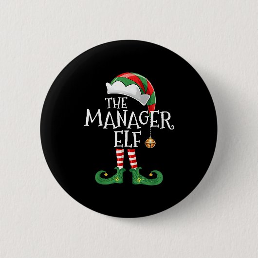 Xmas Manager Elf Matching Family Group Christmas E Ronde Button 5,7 Cm (Voorkant)