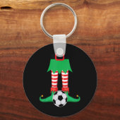Xmas Matching Soccer Elf Pajama Christmas Team S T Sleutelhanger (Voorkant)