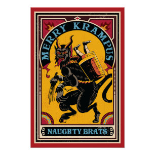 Xmas Merry Krampus Naughty Brats Circus Poster