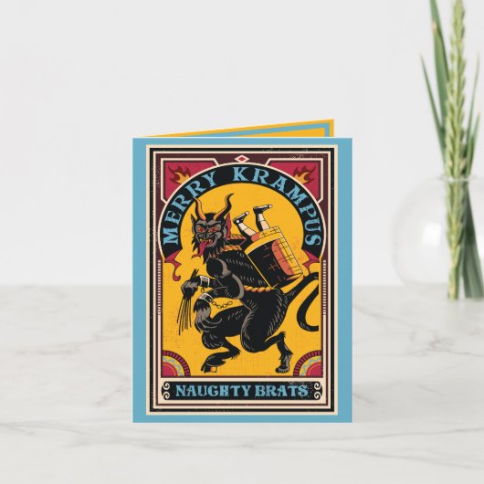 Xmas Merry Krampus Naughty Brats Circus Poster Feestdagen Kaart (Voorkant)