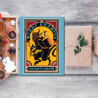 Xmas Merry Krampus Naughty Brats Circus Poster Feestdagen Kaart