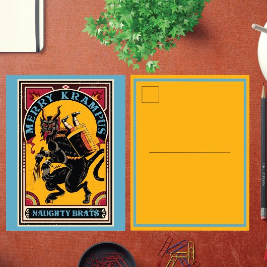 Xmas Merry Krampus Naughty Brats Circus Poster Feestdagenkaart