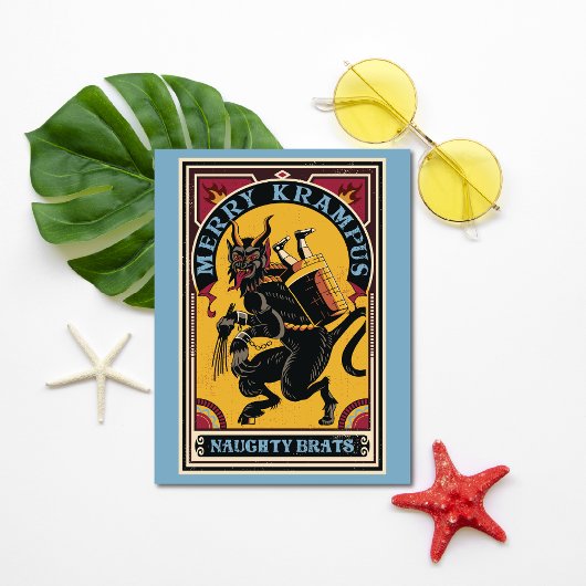 Xmas Merry Krampus Naughty Brats Circus Poster Feestdagenkaart
