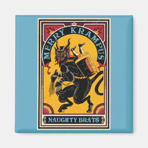 Xmas Merry Krampus Naughty Brats Circus Poster Magneet