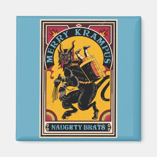 Xmas Merry Krampus Naughty Brats Circus Poster Magneet (Voorkant)