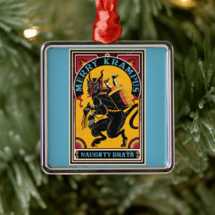 Xmas Merry Krampus Naughty Brats Circus Poster Metalen Ornament