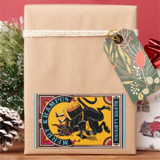 Xmas Merry Krampus Naughty Brats Circus Poster Rechthoekige Sticker (Feestdagen)