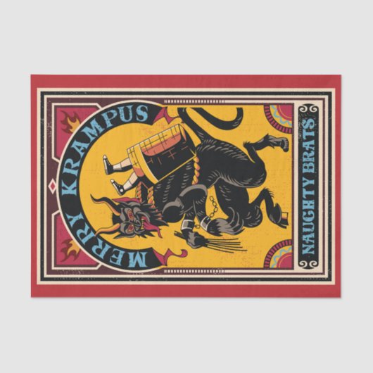 Xmas Merry Krampus Naughty Brats Circus Poster Tissuepapier (Voorkant)