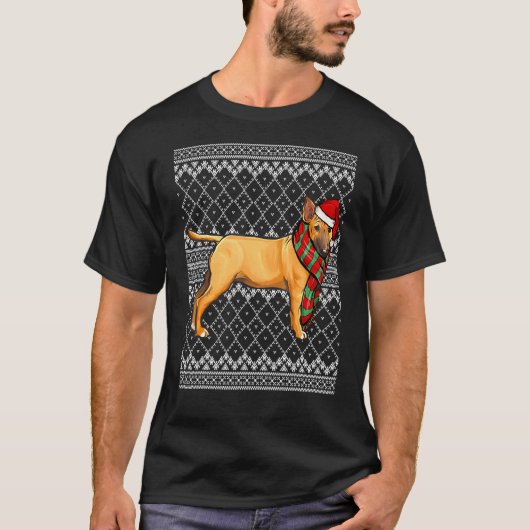 Xmas Miniature Bull Terrier Santa Claus Pet Ugly C T-shirt (Voorkant)