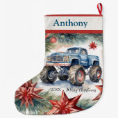 Xmas Monster Truck Boys Grote Kerstsok (Achterkant)