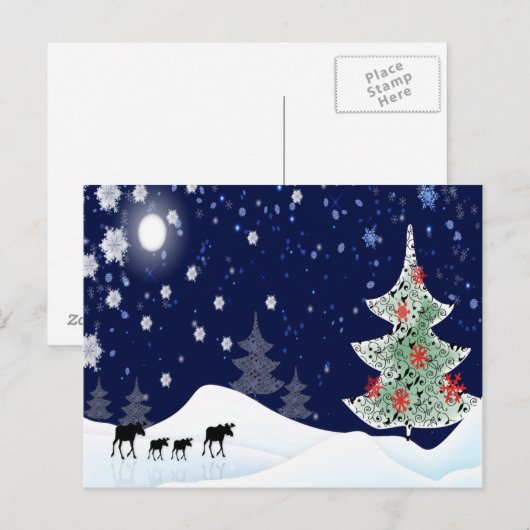 Xmas Moose Feestdagenkaart (Voorkant / Achterkant)