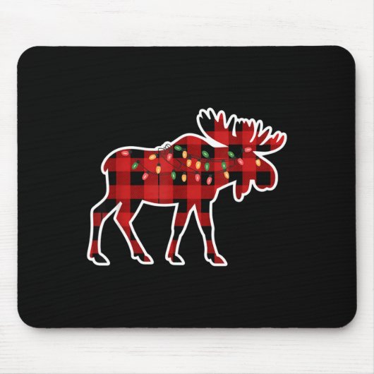 Xmas Moose Red And Black Buffalo Plaid Christmas L Muismat (Voorkant)