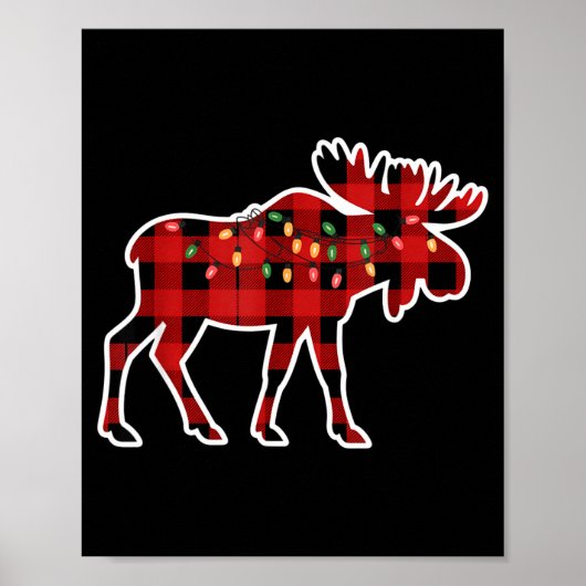 Xmas Moose Red And Black Buffalo Plaid Christmas L Poster (Voorkant)