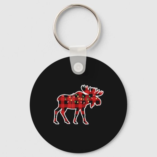 Xmas Moose Red And Black Buffalo Plaid Christmas L Sleutelhanger (Voorkant)