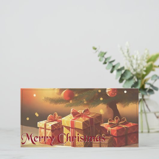 Xmas Motief, met Cadeaus Onder de Kerstboom (Staand voorkant)