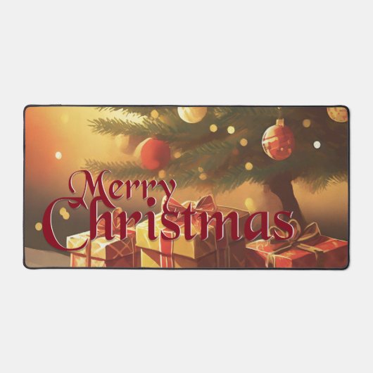 Xmas Motief, met Cadeaus Onder de Kerstboom Bureaumat (Voorkant)