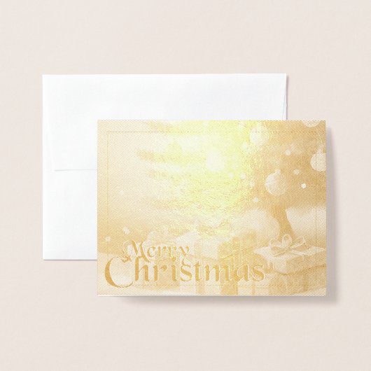 Xmas Motief, met Cadeaus Onder de Kerstboom Folie Kaarten (Voorkant met envelop)