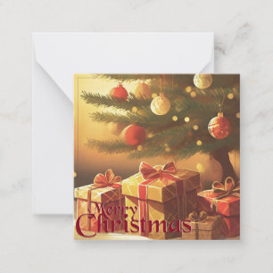 Xmas Motief, met Cadeaus Onder de Kerstboom Notitiekaartje