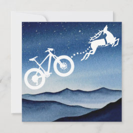 Xmas Mountainbike Rendier Kerstster Nacht Feestdagenkaart