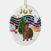 Xmas Music 1 - Bruin Guinea Pig #3 Keramisch Ornament (Rechts)
