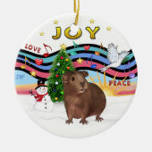 Xmas Music 1 - Bruin Guinea Pig #3 Keramisch Ornament (Voorkant)