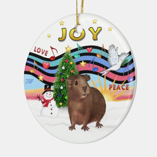 Xmas Music 1 - Bruin Guinea Pig #3 Keramisch Ornament (Links)