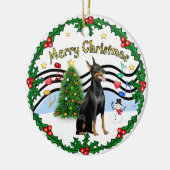 Xmas Music 1 - Doberman Pinscher 1 Keramisch Ornament (Links)