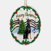 Xmas Music 1 - Dobermann 1 Keramisch Ornament (Rechts)
