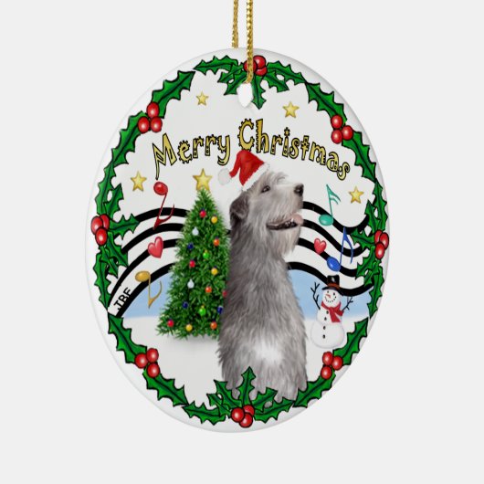 Xmas Music 1 - MC - Irish Wolfhound (pet) Keramisch Ornament (Rechts)