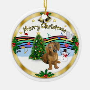 Xmas Music 1 - MC - Teckel pup 13 Keramisch Ornament
