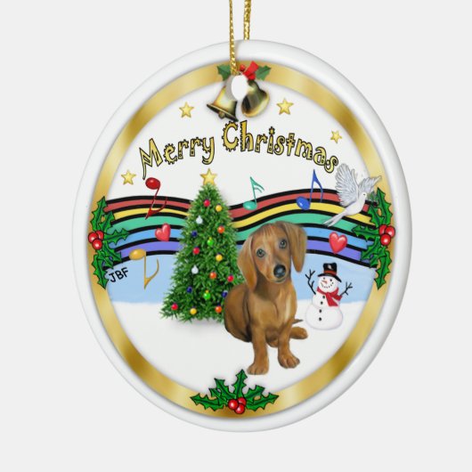 Xmas Music 1 - MC - Teckel pup 13 Keramisch Ornament (Links)