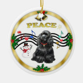 Xmas Music 1 - Peace-Black Cocker Keramisch Ornament (Voorkant)