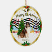 Xmas Music 1 - Shetland Sheepdog #7 Keramisch Ornament (Rechts)