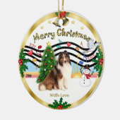 Xmas Music 1 - Shetland Sheepdog #7 Keramisch Ornament (Links)