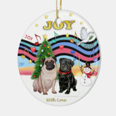 Xmas Music 1 - Twee Pugs Keramisch Ornament (Links)