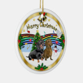 Xmas Music 1 - Twee teckels Keramisch Ornament (Rechts)