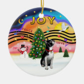Xmas Music 2 - Boston Terrier Keramisch Ornament (Voorkant)