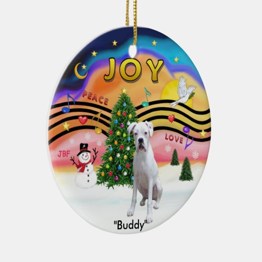 Xmas Music 2 - Boxer (Wit-Nat.) Keramisch Ornament (Rechts)