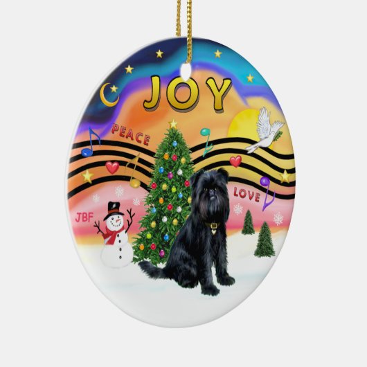 Xmas Music 2 - Brussels Griffon (zwart) Keramisch Ornament (Rechts)