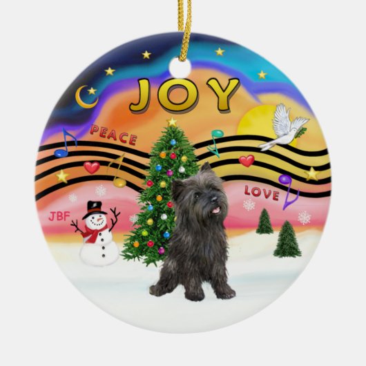 Xmas Music 2 - Cairn Terrier (brindle 21) Keramisch Ornament (Voorkant)