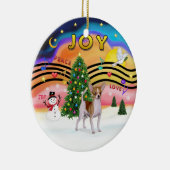 Xmas Music 2 - Chihuahua (bruin-wit) Keramisch Ornament (Rechts)