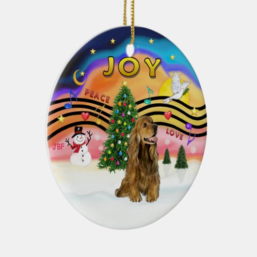 Xmas Music 2 - Cocker (bruin) Keramisch Ornament (Rechts)