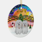 Xmas Music 2 - Coton de Tulear (TWO) Keramisch Ornament (Rechts)